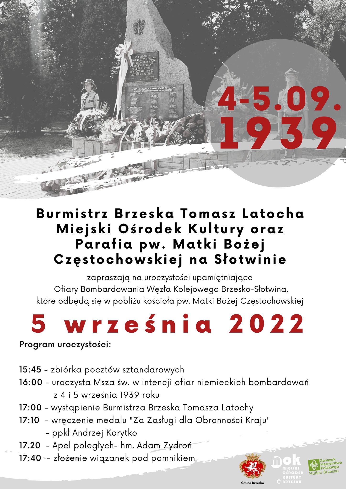 Uroczystości upamiętniające Ofiary Bombardowania węzła kolejowego Brzesko-Słotwina – 5 września 2022