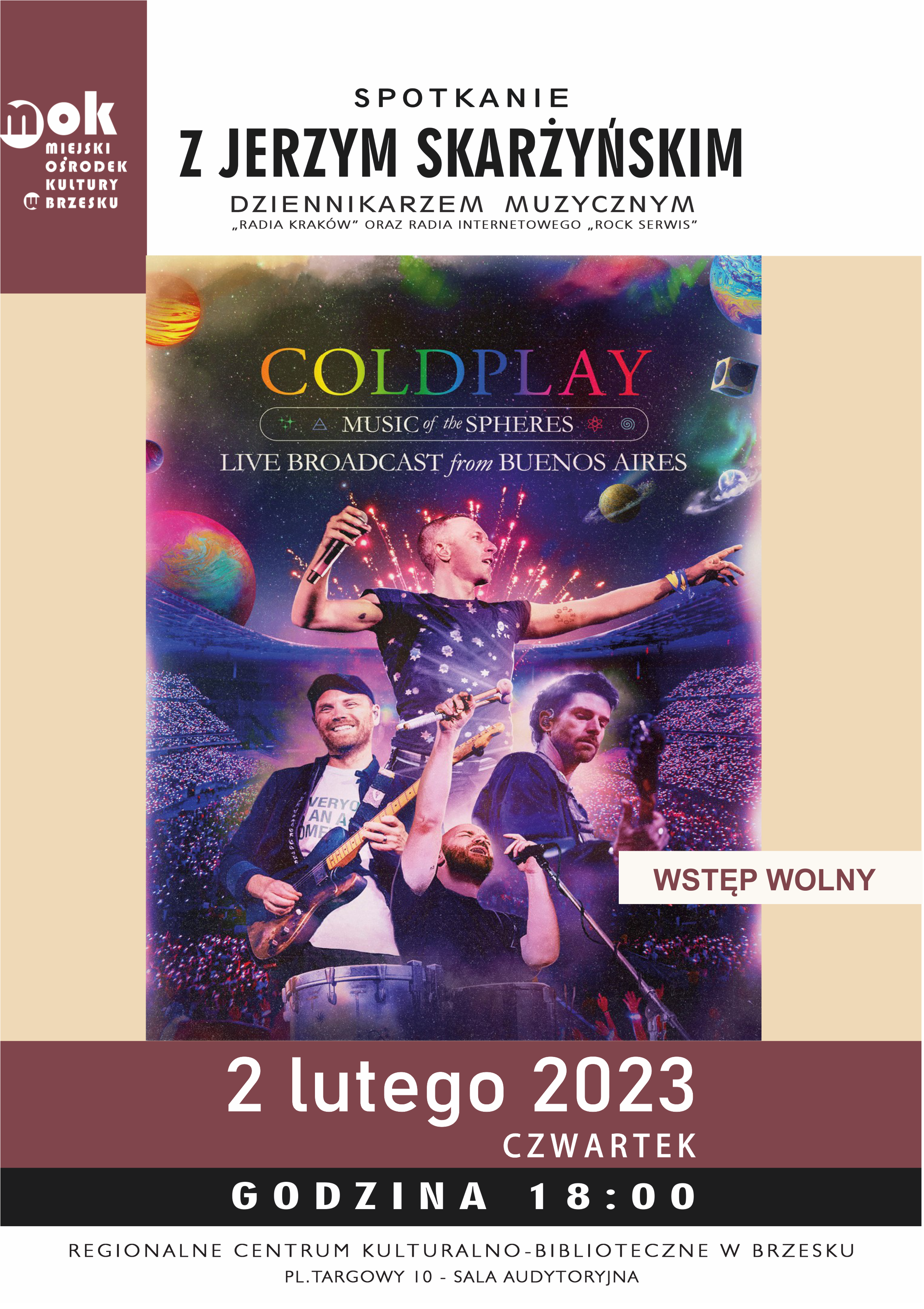 Spotkanie z Jerzym Skarżyńskim – Coldplay: Music of The Spheres – Live from Buenos Aires DVD – 2 lutego 2023