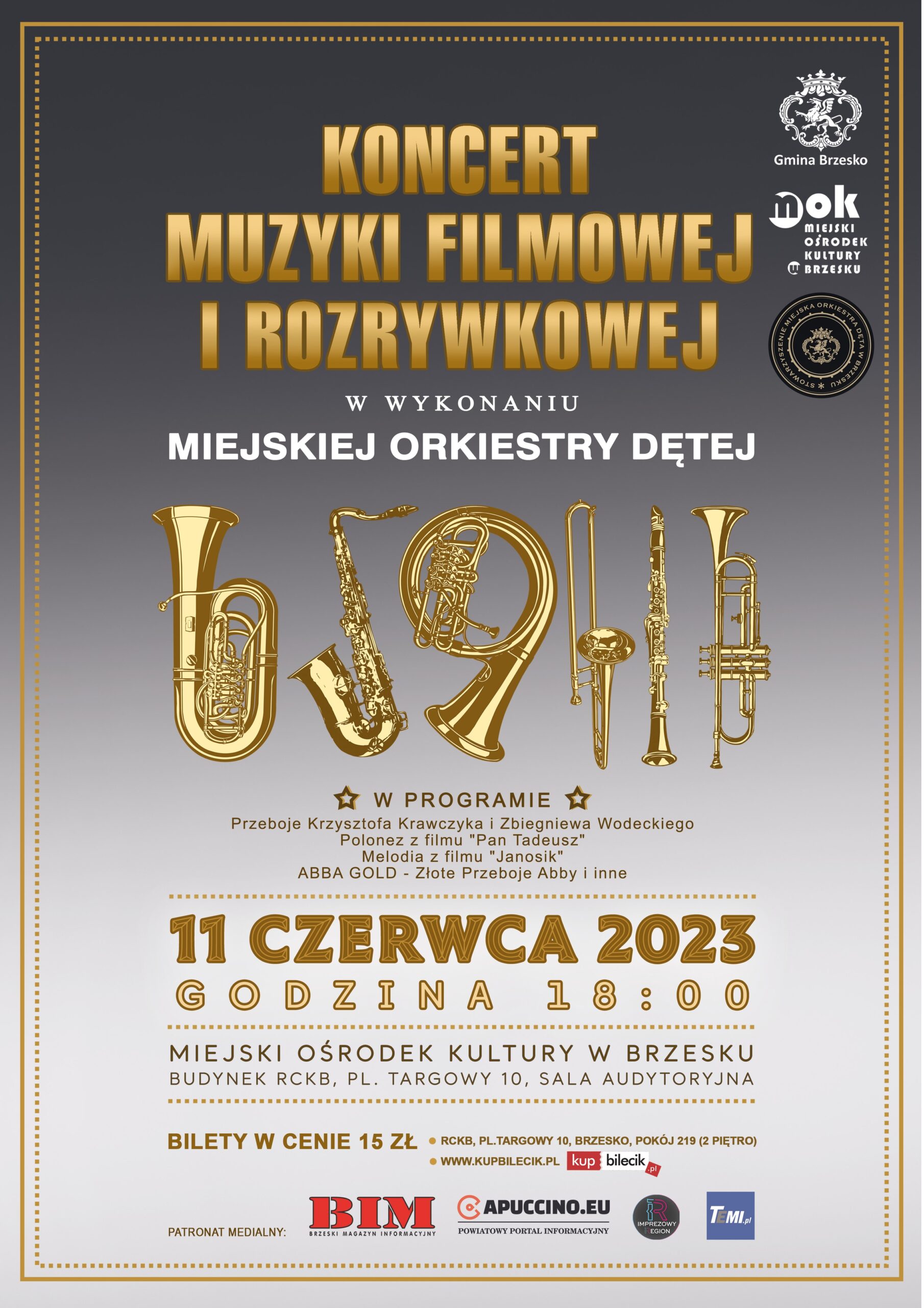 Koncert Muzyki Filmowej i Rozrywkowej w wykonaniu Miejskiej Orkiestry Dętej – 11 czerwca 2023