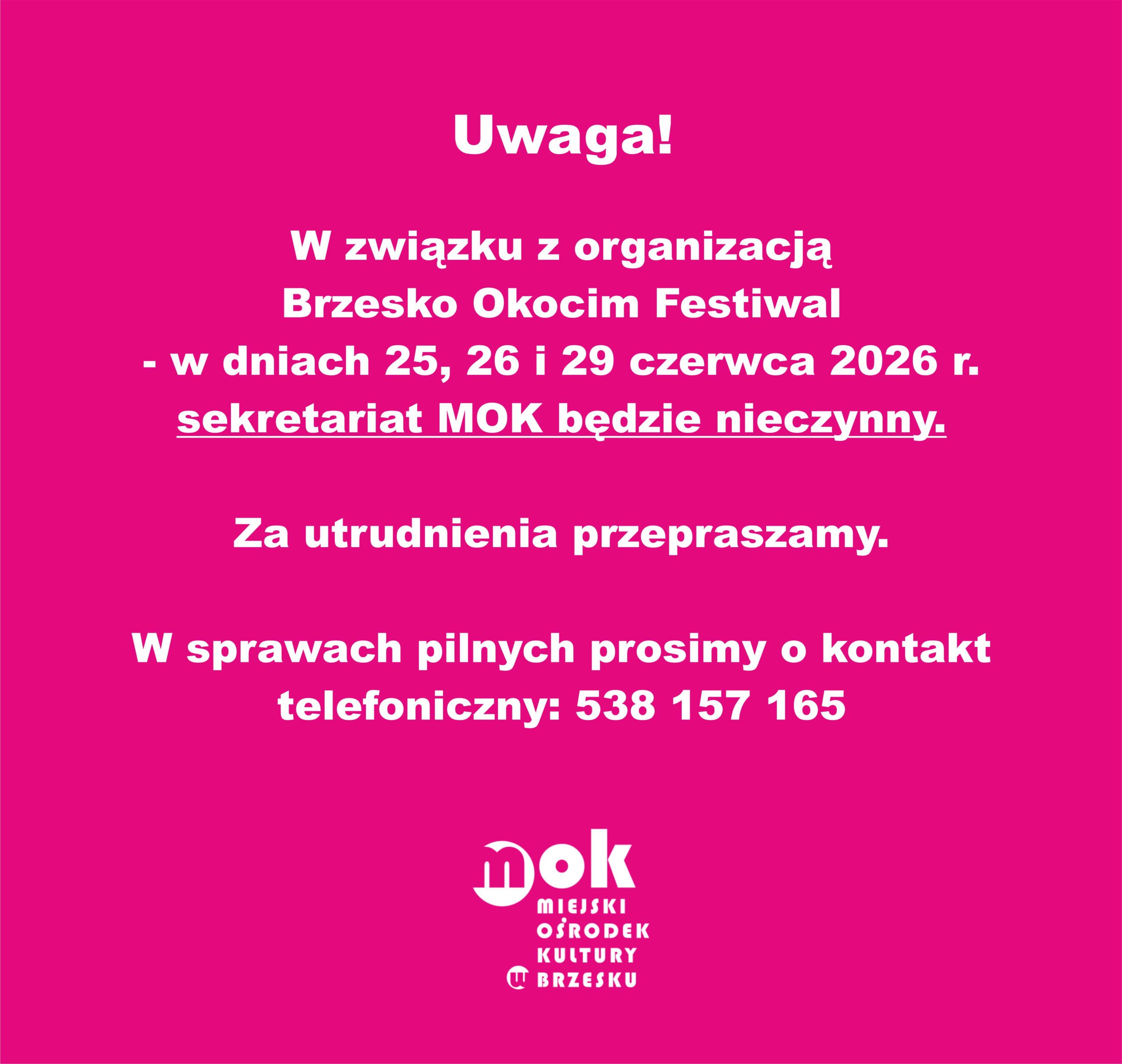 NIECZYNNY SEKRETARIAT MOK