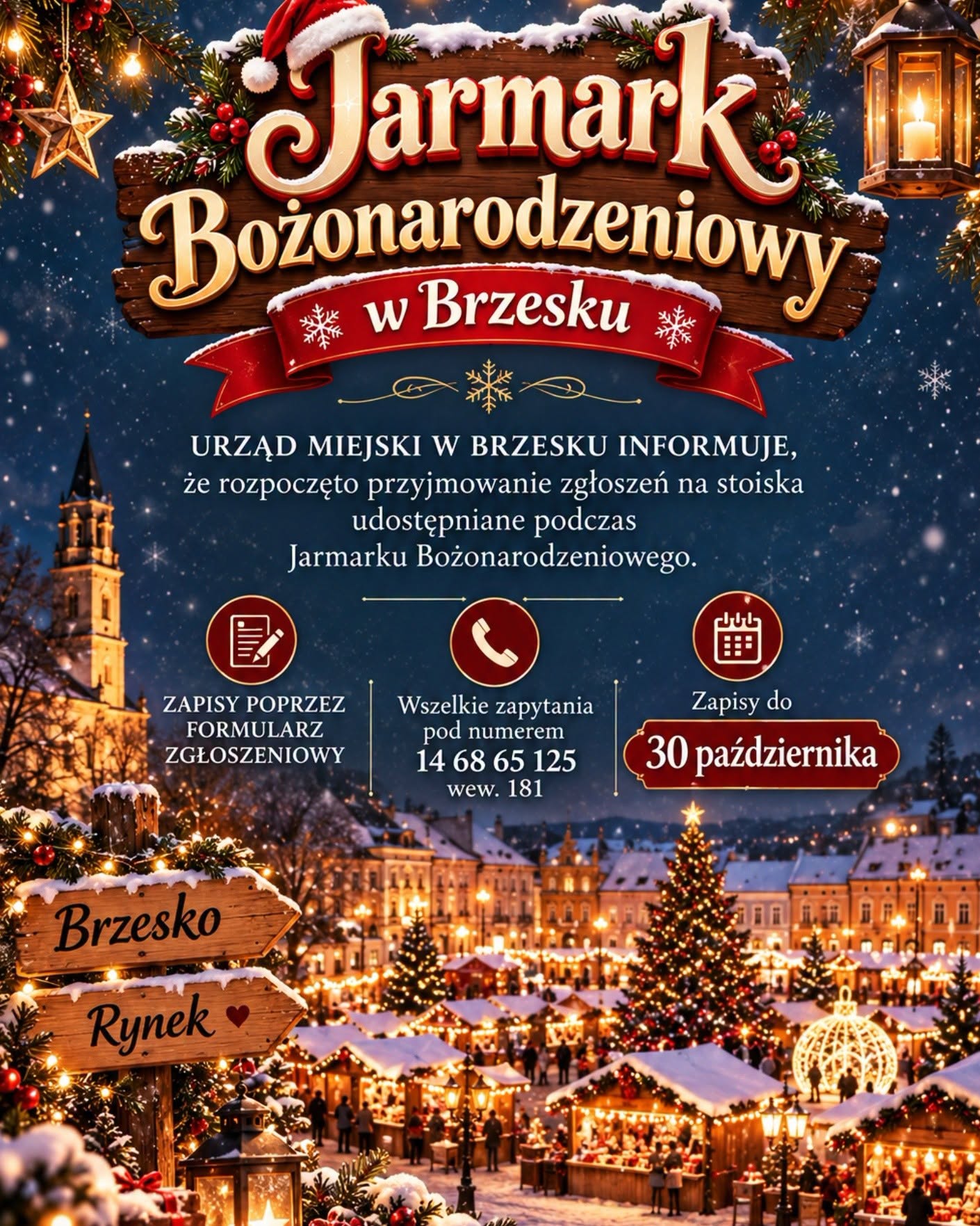Zapraszamy wystawców do udziału w Jarmarku Bożonarodzeniowym – zgłoszenia do 30 października