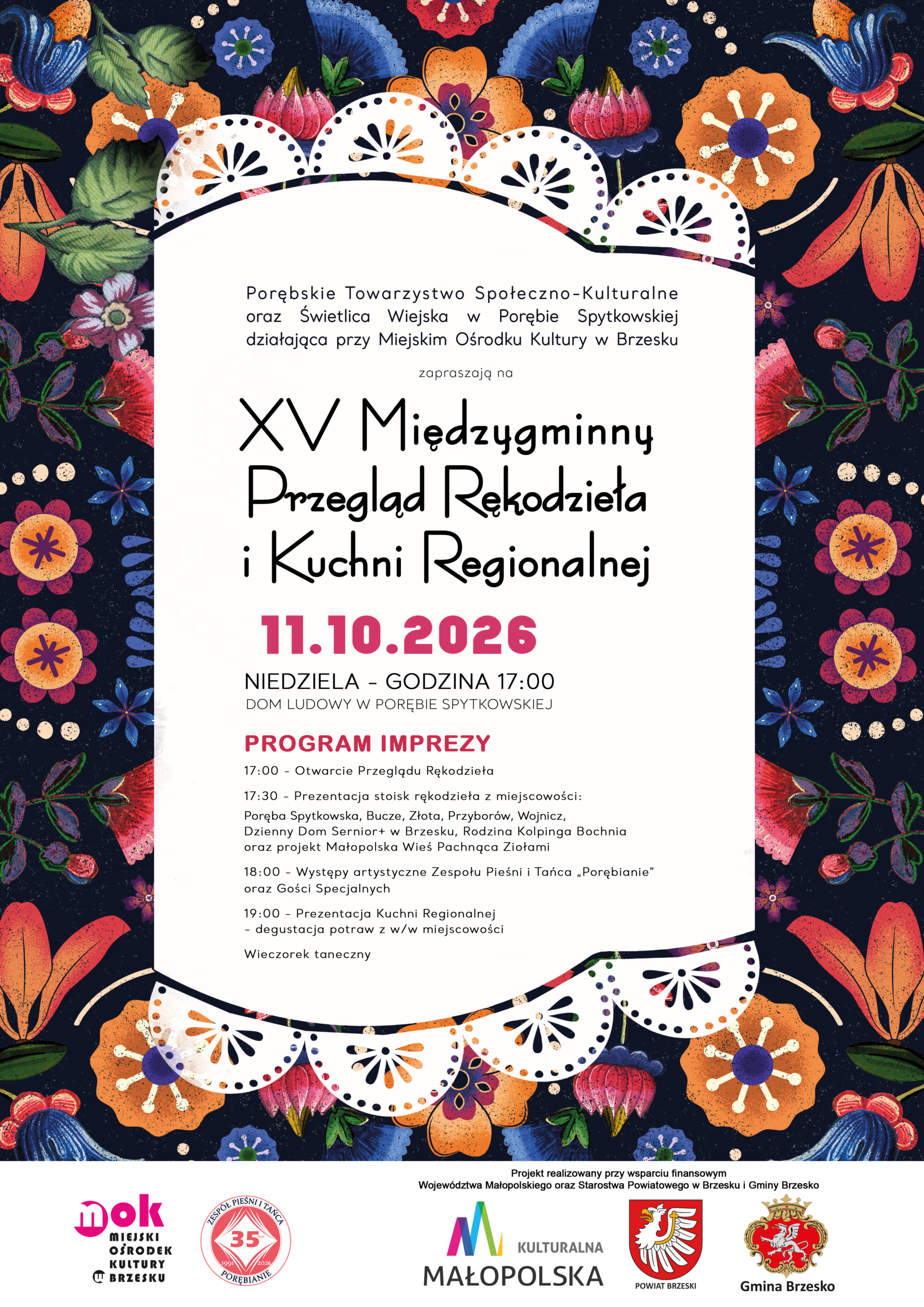 XV Międzygminny Przegląd Rękodzieła i Kuchni Regionalnej w Porębie Spytkowskiej – 11 października 2026